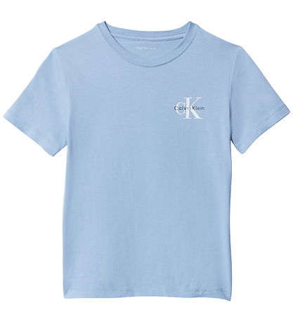Calvin Klein T-shirt - Chest Monologue - Faded Denim Blue Calvin Klein T-shirt - Chest Monologue - Faded Denim Blue