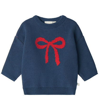 That's Mine Blouse - Knitted - Nasha - Key Blue/Red Bow That's Mine Blouse - Knitted - Nasha - Key Blue/Red Bow