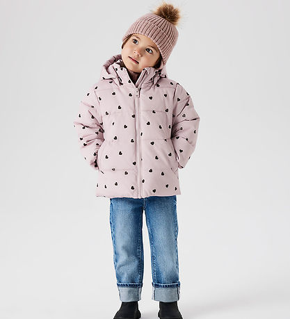 Name It Puffer Jacket - NmfMonday - Violet Ice w. Hearts