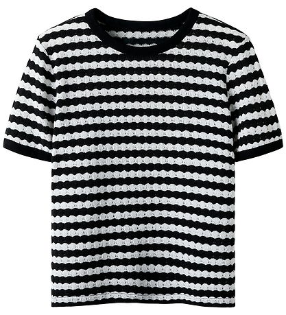 T-Shirt LMTD - Tricoté - NlfSille - Noir/Blanc av. Pointelle T-Shirt LMTD - Tricoté - NlfSille - Noir/Blanc av. Pointelle