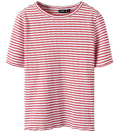 T-Shirt LMTD - NlfSeher - Hibiscus/Blanc av. Pointelle T-Shirt LMTD - NlfSeher - Hibiscus/Blanc av. Pointelle