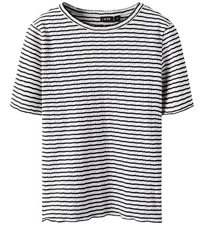 LMTD T-shirt - NlfSeher - Black Coffee/White w. Pointelle