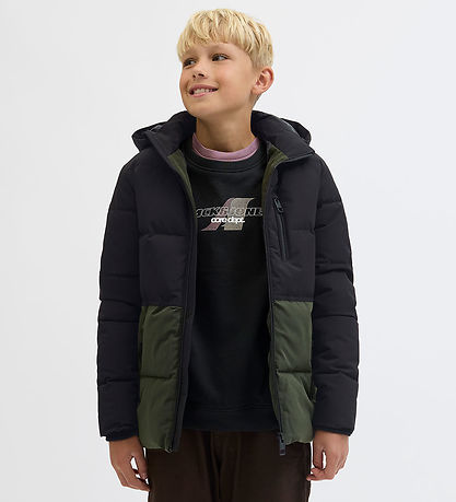 Jack & Jones Puffer Jacket - JjEowen - Raisin/Black Blocking