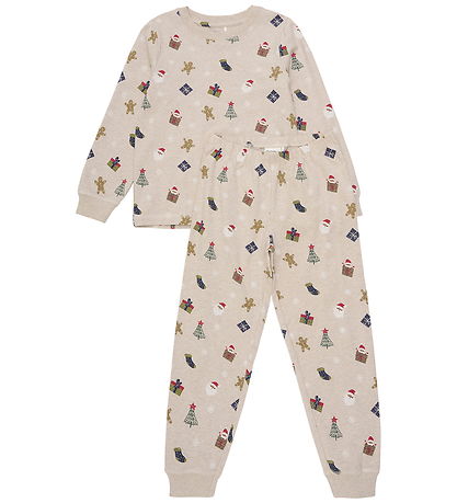 Minymo Pyjamasetti - Beige Melange Minymo Pyjamasetti - Beige Melange