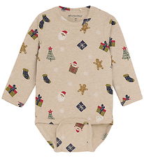 Minymo Bodysuit l/s - Beige Melange Minymo Bodysuit l/s - Beige Melange