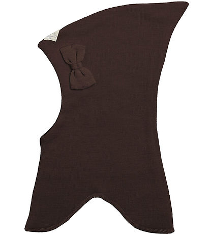 Racing Kids Balaclava - Wool/Cotton - 2-layer - Brown w. Bow