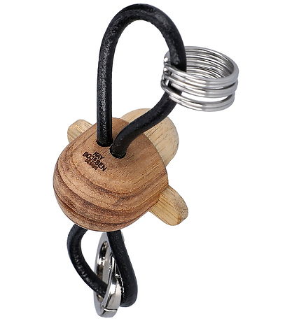 Kay Bojesen Keychain - Monkey/Silver - Black Leather Teak/Limba