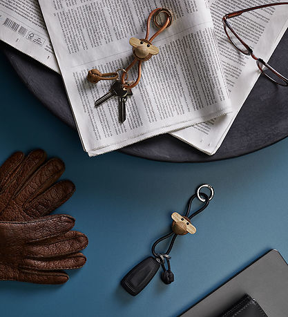 Kay Bojesen Keychain - Monkey/Silver - Black Leather Teak/Limba