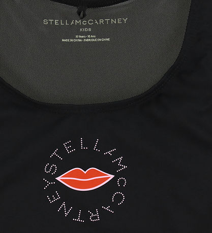 Stella McCartney Kids Badeanzug - UV50+ - Schwarz m. Lippen