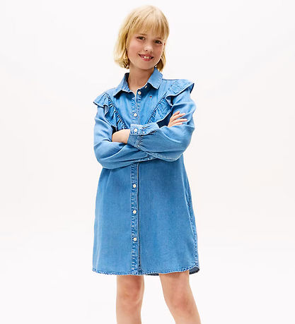 Tommy Hilfiger Kleid - Denim - Blau m. Rüschen