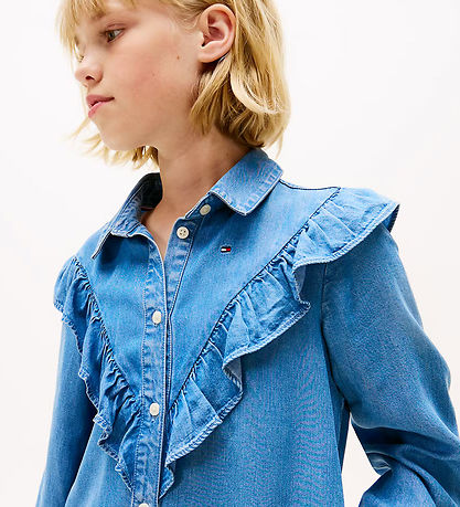 Tommy Hilfiger Kleid - Denim - Blau m. Rüschen