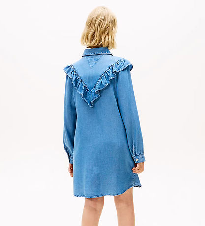 Tommy Hilfiger Kleid - Denim - Blau m. Rüschen