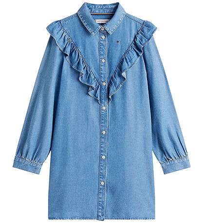 Tommy Hilfiger Kleid - Denim - Blau m. Rüschen