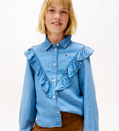 Tommy Hilfiger Shirt - Denim - Blue w. Ruffles