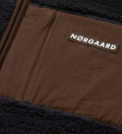 Mads Nørgaard Fleece Jacket - Teddy - Jeffo - Jet Black w. Brown