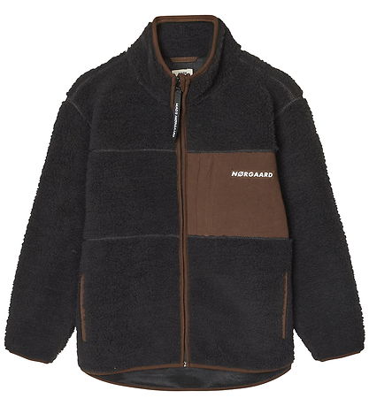 Mads Nørgaard Fleece Jacket - Teddy - Jeffo - Jet Black w. Brown
