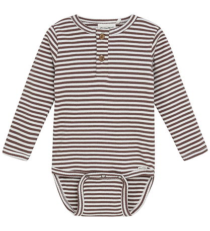 Minymo Bodysuit l/s - Rib - Chocolate Chip