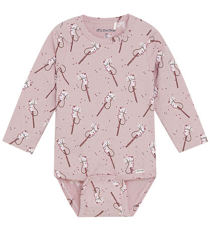 Minymo Bodysuit l/s - AOP - Shadow Gray