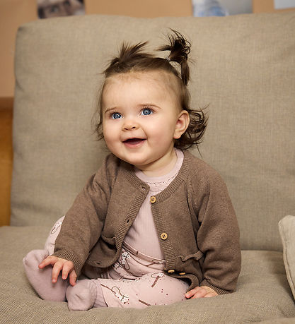 Minymo Cardigan - Prjónað - Dark Brown Blandað