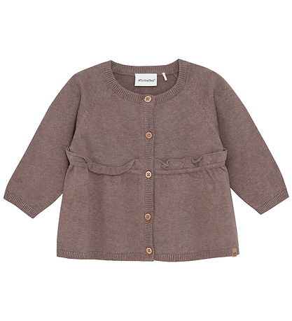 Minymo Cardigan - Prjónað - Dark Brown Blandað