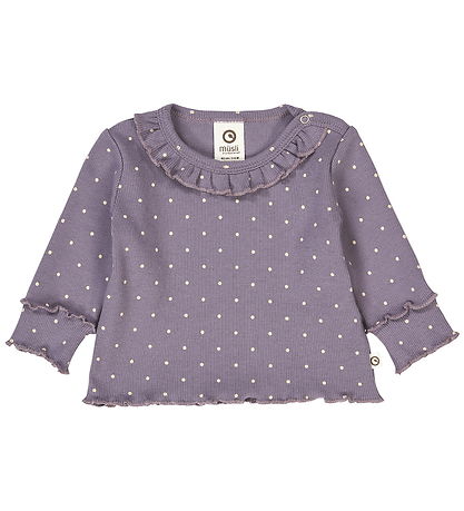 Müsli Blouse - Rib - Dot - Lilac Fog/Oak Müsli Blouse - Rib - Dot - Lilac Fog/Oak