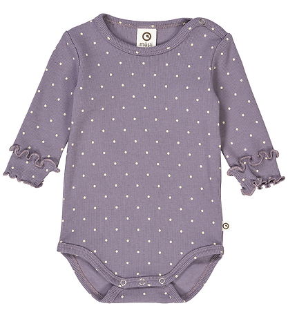 Müsli Bodysuit l/s - Rib - Dot - Lilac Fog/Oat