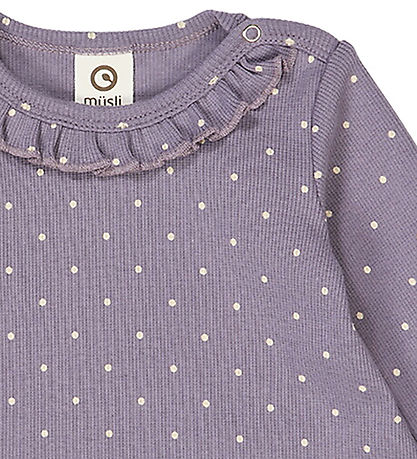 Müsli Kleid - Rib - Dot - Lilac Nebel/Oak