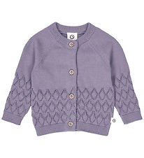 Müsli Cardigan - Knitted - Leaf - Lilac Fog w. Pointelle Müsli Cardigan - Knitted - Leaf - Lilac Fog w. Pointelle
