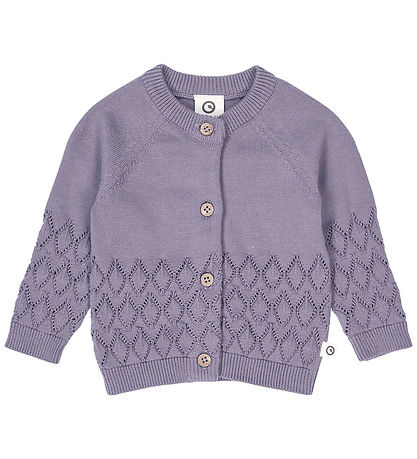 Müsli Cardigan - Gebreid - Leaf - Lilac Mist m. Pointelle Müsli Cardigan - Gebreid - Leaf - Lilac Mist m. Pointelle