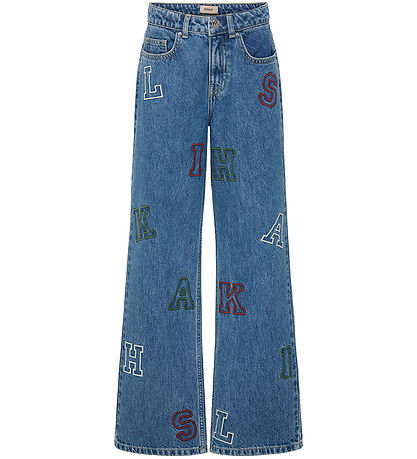 Kids Only Jeans - Wide - KogJuicy - Medium+ Blue Denim/Letters