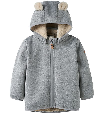 Name It Softshell Jacket w. Fleece - NbnMada08 - Grey Melange w.