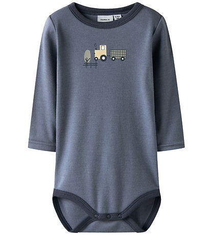 Name It Bodysuit l/s - Wool - NbmWillit - Folkstone Gray/Tractor