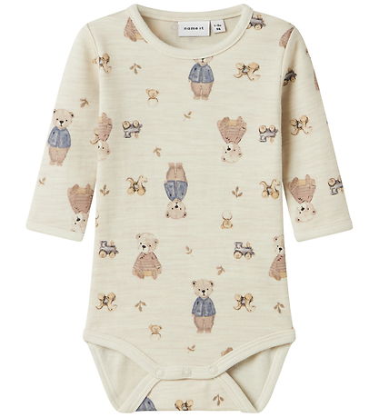 Name It Bodysuit l/s - Wool/Cotton - NbnWup - Peyote Melange/Bea