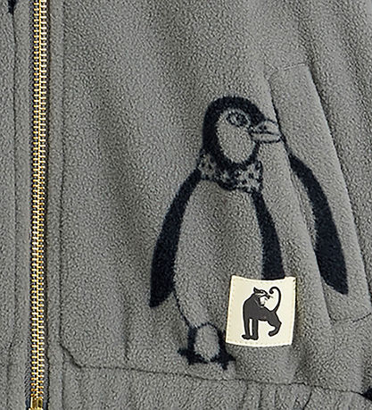 Mini Rodini Fleece Jacket - Penguin - Grey