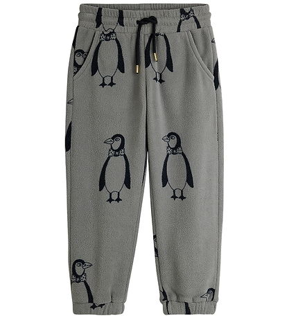 Mini Rodini Fleecehose - Penguin - Grau