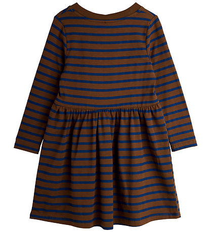 Mini Rodini Dress - Stripe Bird Patch - Brown/Blue Mini Rodini Dress - Stripe Bird Patch - Brown/Blue
