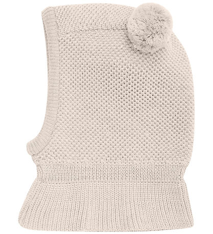 Huttelihut Balaclava - Wool - 2-layer - Sand Melange w. Tassels