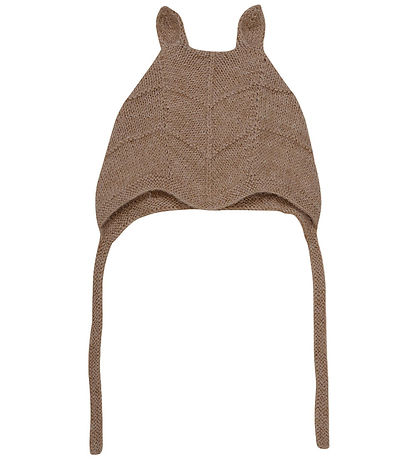 Huttelihut Baby Hat w. Ears - Alpaca wool - Knitted - Camel Mela Huttelihut Baby Hat w. Ears - Alpaca wool - Knitted - Camel Mela