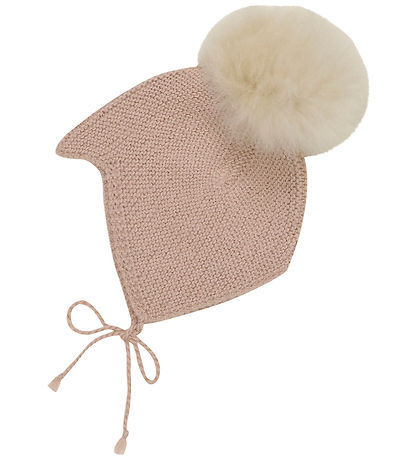 Huttelihut Babymütze m. Bommel - Alpakawolle - Strick - Mahagoni Huttelihut Babymütze m. Bommel - Alpakawolle - Strick - Mahagoni