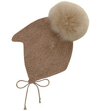 Huttelihut Baby Hat w. Pom-Pom - Alpaca wool - Knitted - Camel M Huttelihut Baby Hat w. Pom-Pom - Alpaca wool - Knitted - Camel M