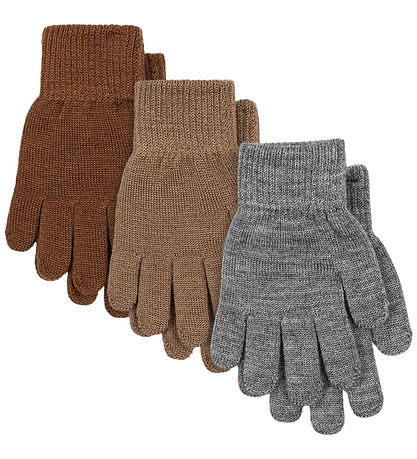 Konges Sløjd Handskar - Ull/Akryl - Filla - 3-pack - Grey Melang
