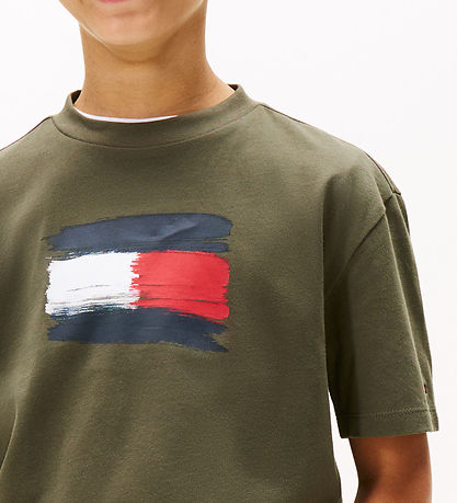 T-Shirt Tommy Hilfiger - Archives des drapeaux - Étain Green T-Shirt Tommy Hilfiger - Archives des drapeaux - Étain Green