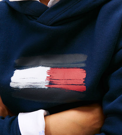 Tommy Hilfiger Hoodie - Flagga - Dark Natt Marinblå