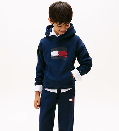 Tommy Hilfiger Hoodie - Flagga - Dark Natt Marinblå