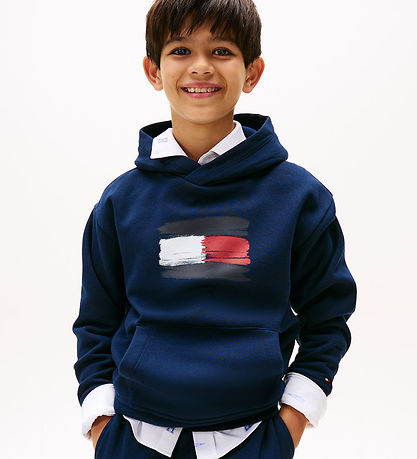 Tommy Hilfiger Hoodie - Flagga - Dark Natt Marinblå