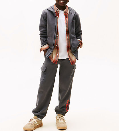 Tommy Hilfiger Sweatpants - Cargo - Washed Black w. Orange