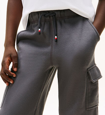 Tommy Hilfiger Sweatpants - Cargo - Washed Black w. Orange