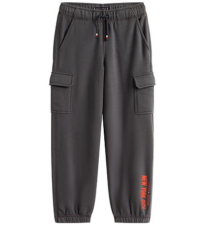 Tommy Hilfiger Sweatpants - Cargo - Washed Black w. Orange