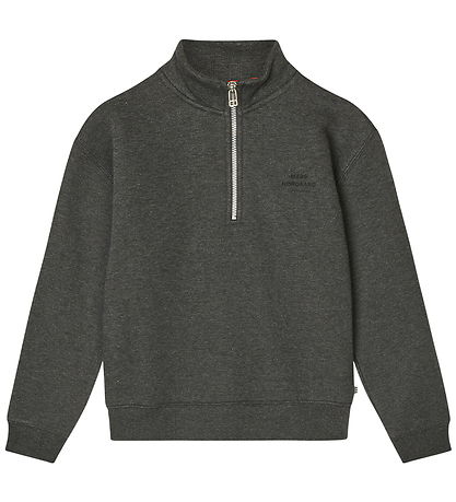 Mads Nørgaard Sweatshirt w. Zipper - Charcoal Melange