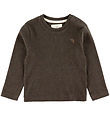VACVAC Bluse - Scharlachrot - Rib - Dark Brown Melange